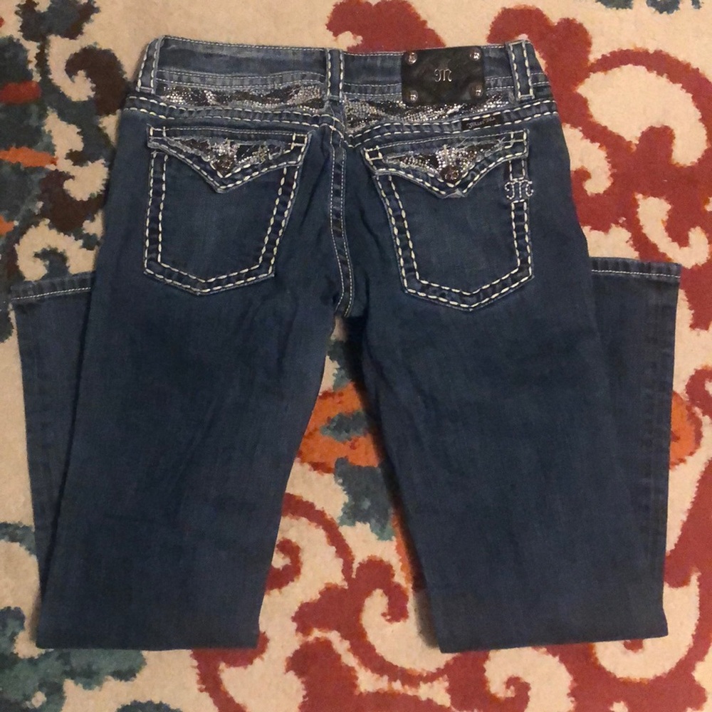 Miss Me Boot Cut Jeans Jeweled Back Pockets